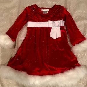 Velvet sequin fur Christmas pictures dress 2t